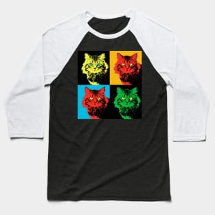 CAT POP ART  yellow red green Baseball T-Shirt